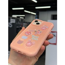 SPHONE iPhone 14 Kılıf 3D Kabartma Emoji Çıkartma Ayıcık Çiçek Kurdele Happy Good Luck Funny Heart Toys