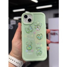 SPHONE iPhone 14 Kılıf 3D Kabartma Emoji Çıkartma Ayıcık Çiçek Kurdele Happy Good Luck Funny Heart Toys