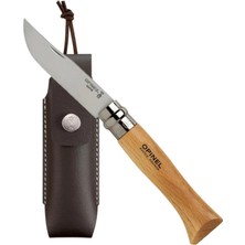 Opinel No 08 Paslanmaz Çelik Trekking Çakı + Kılıf Set - Naturel