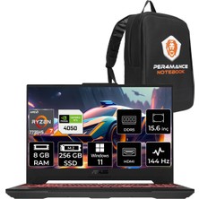 Asus Tuf Gaming A15 Amd Ryzen 7 7735HS 8gb 256GB SSD RTX4050/6GB 144HZ 15.6" Fhd W11H Taşınabilir Bilgisayar LP030 & Per4 Çanta LP030P341