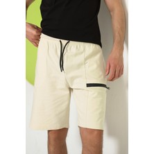 Polo State Erkek Fermuar Detaylı Şort Ekru