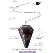 Tesbih Atölyesi Sertifikalı Hint Akik Taşı Pandül Sarkaç Hem Pandül - Hem Kolye