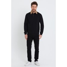 Polo State Erkek 2 İplik Pamuklu Regular Fit Polo Sweat Siyah Gömlek