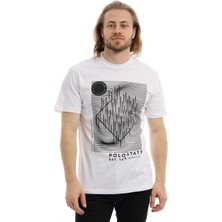 Polo State Erkek Polo State Basklı Bisiklet Yaka Tişört Beyaz