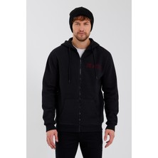 Polo State Age Of State Nakışlı Fermuarlı 3 İplik Sweatshirt Siyah
