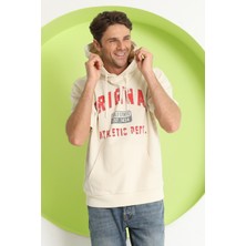 Polo State Erkek Kapüşonlu T-Shirt Ekru