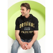 Polo State Erkek Kapüşonlu T-Shirt Siyah