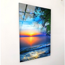 Myphotostation Deniz Gün Batımı Manzarası Cam Duvar Tablosu