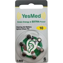 Yesmed Extra Power 10 Numara Işitme Cihazı Pili (1 Paket = 6 Adet Pil)