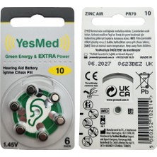 Yesmed Extra Power 10 Numara Işitme Cihazı Pili (1 Paket = 6 Adet Pil)