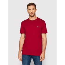 Lacoste Standart fit Bisiklet Yaka Basic Bordo T-shirt