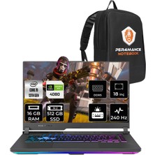 Asus Rog Strix G18 Intel Core I9 13980HX 16GB 512GB SSD RTX4080/12GB 240HZ 18" Qhd+ Fdos Taşınabilir Bilgisayar N6002 & Per4 Çanta N6002P307