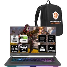 Asus Rog Strix G18 Intel Core I9 13980HX 24GB 4tb SSD RTX4080/12GB 240HZ 18" Qhd+ Fdos Taşınabilir Bilgisayar N6022 & Per4 Çanta N6022P315