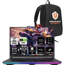 Asus Rog Strix 16 Intel Core I9 13980HX 16GB 2tb SSD RTX4080/12GB 240HZ 16" Qhd+ W11P Taşınabilir Bilgisayar NM032 & Per4 Çanta NM032P389