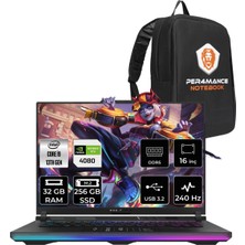 Asus Rog Strix 16 Intel Core I9 13980HX 32GB 256GB SSD RTX4080/12GB 240HZ 16" Qhd+ Fdos Taşınabilir Bilgisayar NM043 & Per4 Çanta NM043P316