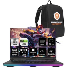 Asus Rog Strix 16 Intel Core I9 13980HX 16GB 4tb SSD RTX4080/12GB 240HZ 16" Qhd+ W11H Taşınabilir Bilgisayar NM044 & Per4 Çanta NM044P350