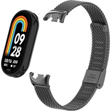 Xiaomi Mi Band 8 Mi Band 9 Uyumlu Paslanmaz Metal Hasır Tokalı Kordon Kayış