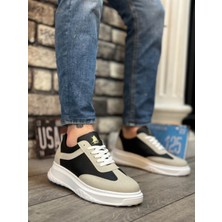 BA0327 BOA Kalın Yüksek Taban Gri Siyah Bağcıklı Spor Erkek Ayakkabı