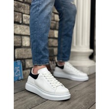 BA0547 BOA Kalın Yüksek Taban Beyaz Siyah Bağcıklı Spor Erkek Ayakkabı