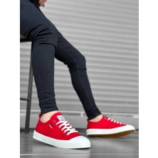 BOA BA0223 Boa Rahat Düz Taban Keten Bağcıklı Kırmızı Günlük Erkek Ayakkabı