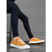 BA0223 BOA Rahat Düz Taban Keten Bağcıklı Sarı Günlük Erkek Ayakkabı