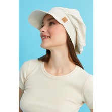 Butikgiz Bej Kadın 4 Mevsim Pamuklu, Ultra Yumuşak Hafif, Terletmez, Tarz, Trend Kasket Vizyerli Penye Şapka