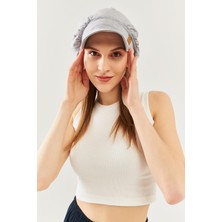 Butikgiz Gri Kadın 4 Mevsim Pamuklu, Ultra Yumuşak Hafif, Terletmez, Tarz, Trend Kasket Vizyerli Penye Şapka
