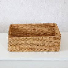 Naturel Home Bohem Kulplu Kare Dekoratif Kutu ve Sepet 32X24X10 - Iskandinav, Modern