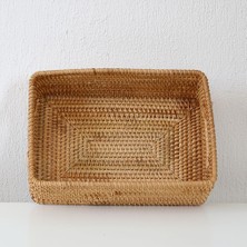 Naturel Home Bohem Kulplu Kare Dekoratif Kutu ve Sepet 32X24X10 - Iskandinav, Modern