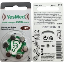 Yesmed Extra Power 312 Numara Işitme Cihazı Pili (1 Paket = 6 Adet Pil)