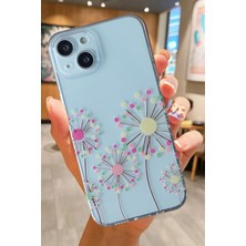 3gen Case iPhone 15 Uyumlu Tatlı Çiçekler Desenli Şeffaf Silikon Kılıf