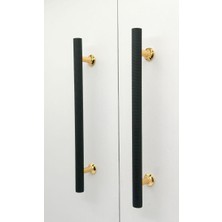 Koldoor Mobilya Dolap Kulpu Mutfak Çekmece Kulpu Çizgili Dal Siyah Gold 192 mm ( 19,2 cm ) 5 Adet