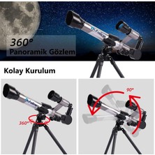 Duhaline 40X Yakınlaştırma 3 Lensli Astronomin Monoküler Eğitici Teleskop Gece Görüş Ay Doğa Gözlem+Tripod