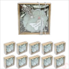 Süsle Bebek ve Parti Kutulu ve Kelebek Pleksili 6,5cm Epoksi Magnet, Gümüş-20 Adet