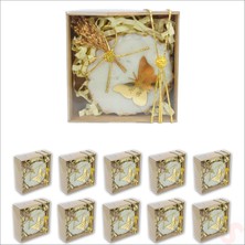 Süsle Bebek ve Parti Kutulu ve Kelebek Pleksili 6,5cm Epoksi Magnet, Altın-20 Adet