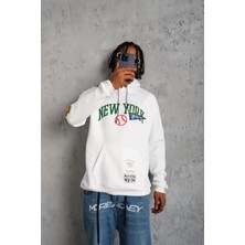 Tarz Yeri Erkek Baskılı Kapüşonlu Sweatshirt - Beyaz