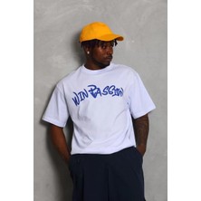 Tarz Yeri Erkek Baskılı Bisiklet Yaka T-Shirt 20/1 Penye - Beyaz