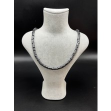 Yıldız Doğal Taş Hematit Ayarlanabilir Ölçü Unisex Doğal Taş Kolye 55 cm ve Üzeri
