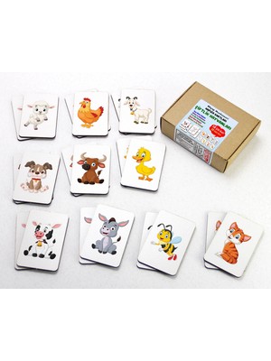 Tasarım Şeker Zeka Kartları Eşleştirme Oyunu, Çiftlik Hayvanları Hafıza Kartları, Ahşap Eğitici Puzzle Oyuncak