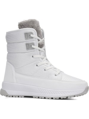 İmershoes Günlük Kadın Kar Botu Kürklü Bağcıklı Fermuarlı Rahat Yüksek Kalın Tırtıklı Taban Bootie 815