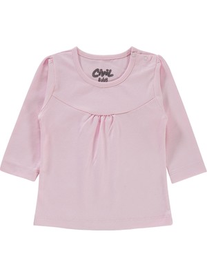 Kujju Civil Baby Kız Bebek Penye Sweatshirt 6-18 Ay Pembe