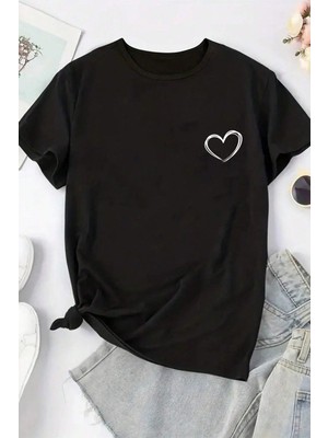 Trendypassion Only Trendwear Unisex Kısa Kol Baskılı Tasarım Siyah TShirt Yumuşak Pamuklu Oversize Stil