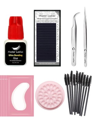 Master Lashes İpek Kirpik Mini Başlangıç Seti Ultra Yapıştırıcı ve Aksesuarlarla 5 ml