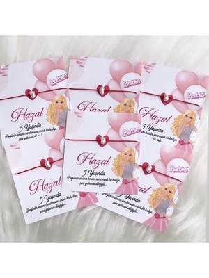 Emtory Home 30 Adet Barbie Konsept  Kişiye Özel Yazılı Şans Bilekliği - Doğum Günü Hediyesi - Bebek Hediyesi