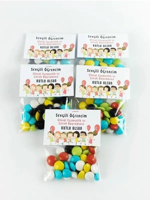 Emtory Home 10 Adet Balon Çocuk Kartlı Hediyelik - Taze Bonibon Şeker - 23 Nisan Hediyesi - Okul Hediyesi