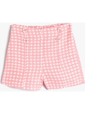 Koton Tüvit Şort Kazayağı Desenli Düğme Detaylı