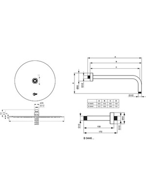 Ideal Standard 

B9444A2 Idealrain Duvardan Duş Kolu-30 cm Fırçalanmış Altın