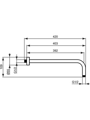 Ideal Standard 

B9445A2 Idealrain Duvardan Duş Kolu-40 cm Fırçalanmış Altın