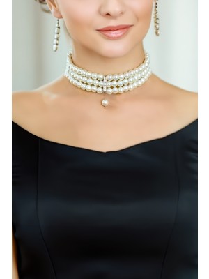 Minimalist Tasarım Zirkon Taşlı Inci Choker Inci Choker Kolye Tasma Kolye Kadın Gül Choker Kolye