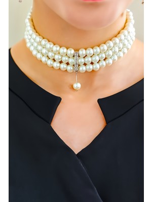 Minimalist Tasarım Zirkon Taşlı Inci Choker Inci Choker Kolye Tasma Kolye Kadın Gül Choker Kolye